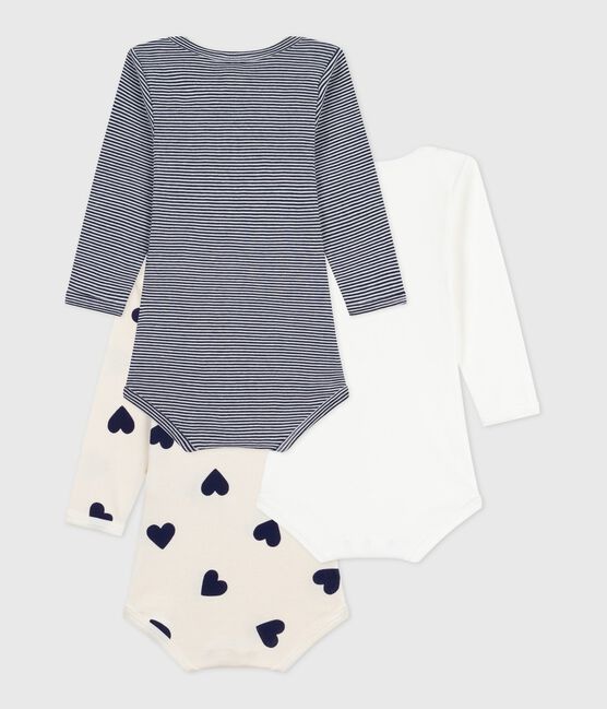 Pack of babies' long-sleeved heart-print cotton bodies variante 1