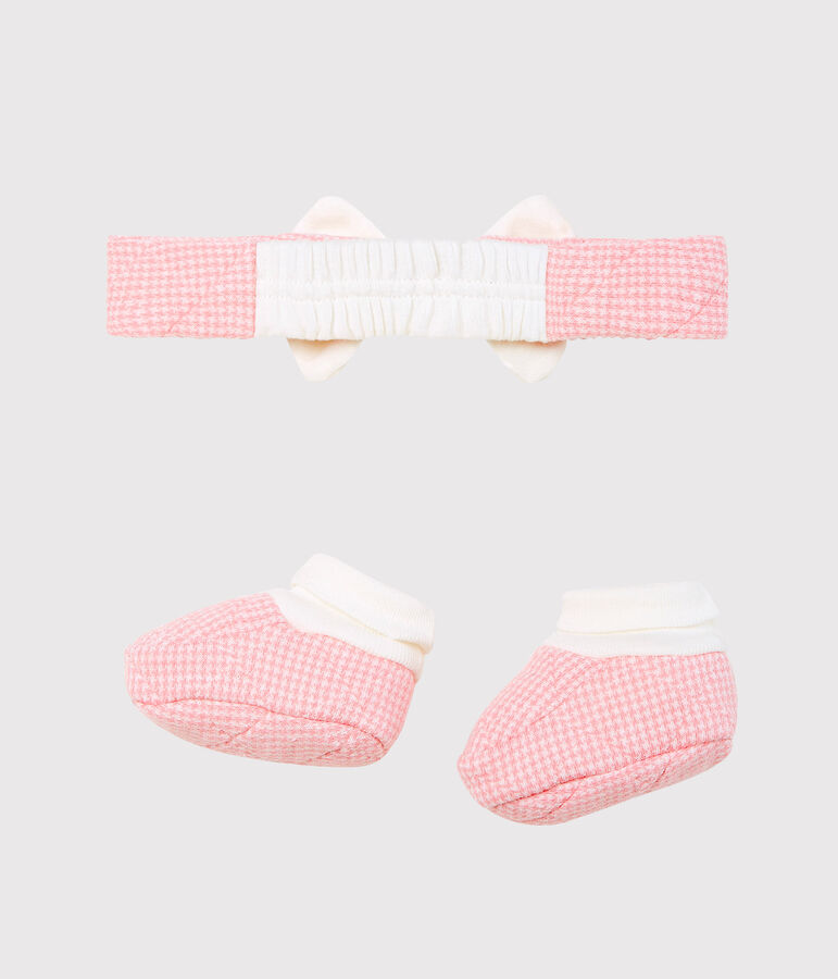 Baby Girls' Tube Knit Headband and Bootees Set multicolor