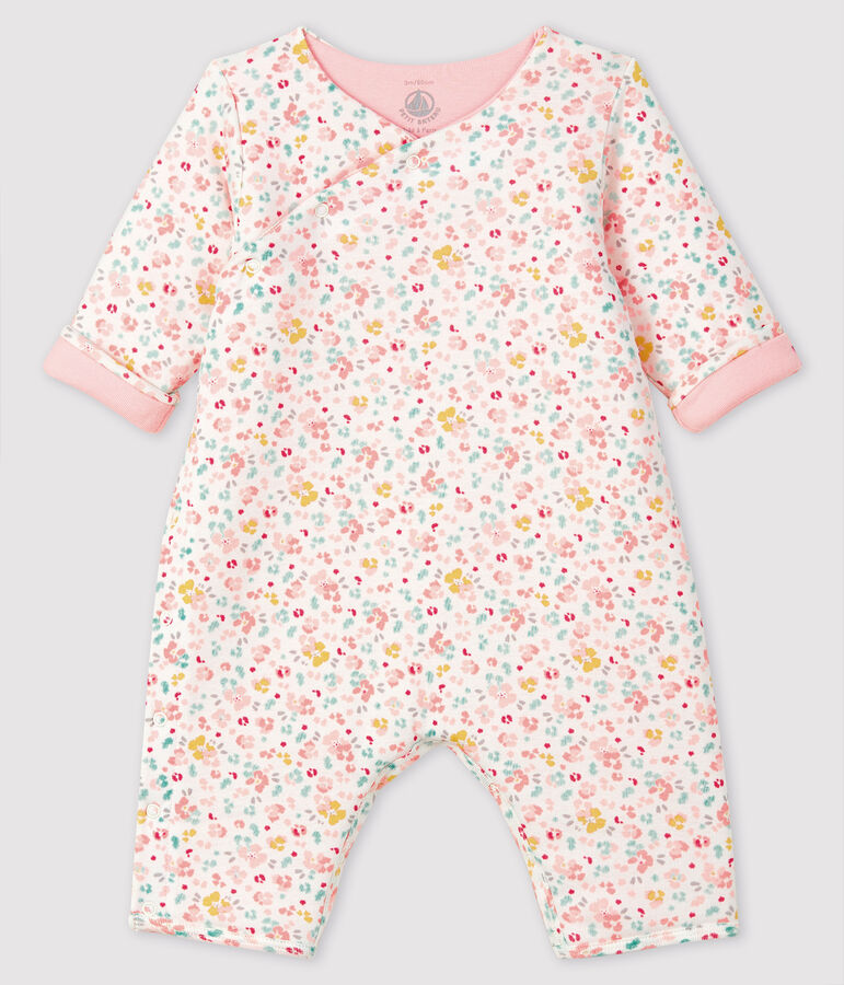 Baby's Long Ribbed Jumpsuit white/multicolor