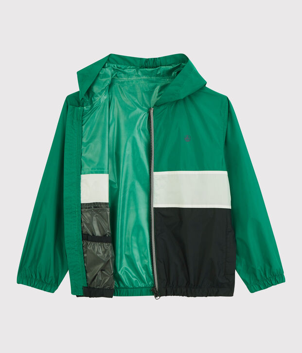 Boys' Recycled Polyester Windbreaker blue/green