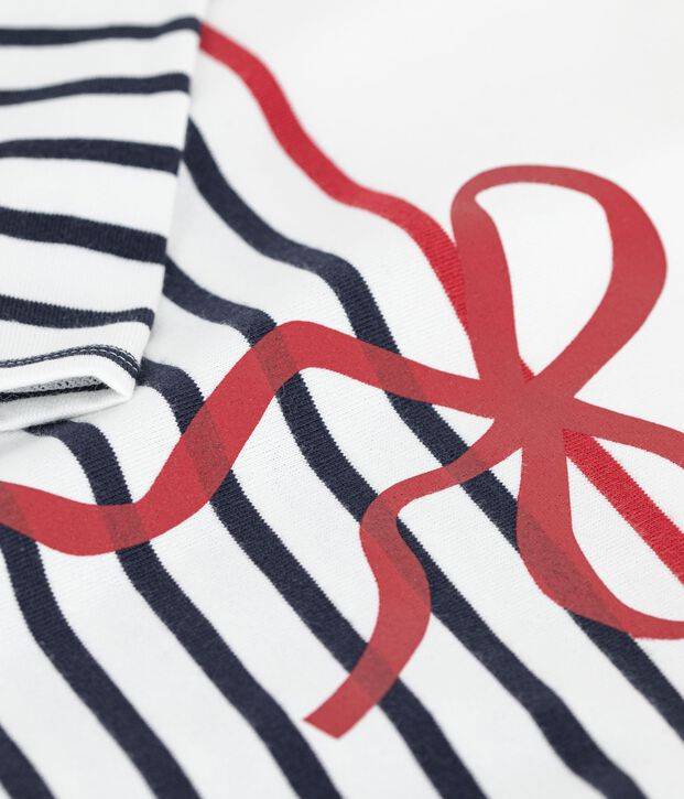 Women's cotton Breton T-shirt top white/multicolor