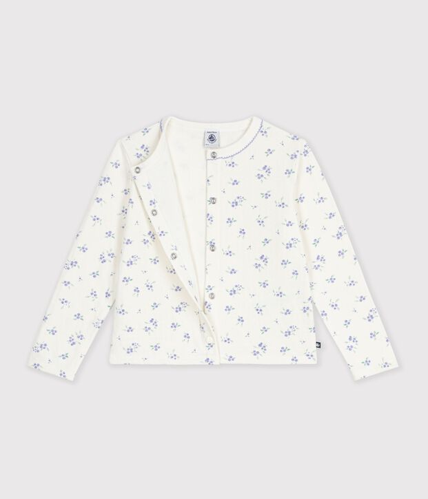 Children's cotton cardigan with flowers Ecru/multicolor