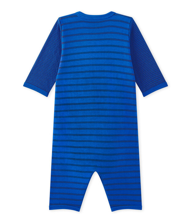 Baby boy's footless sleepsuit blue/blue