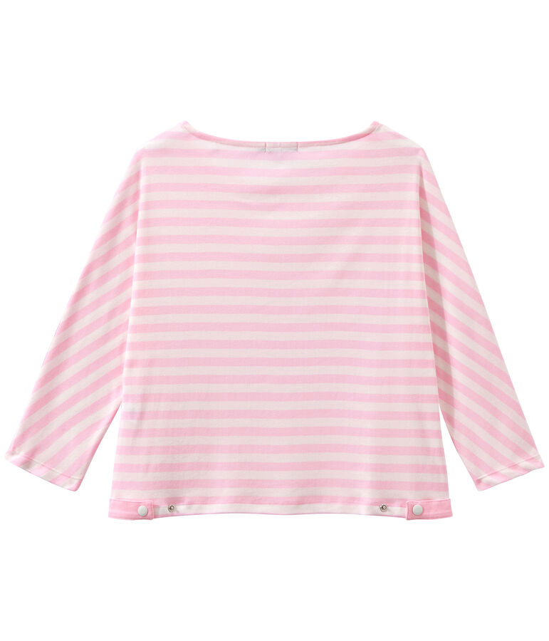 Women's striped long-sleeve tee pink/white