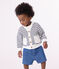 Babies' thick jersey cardigan MARSHMALLOW white/SMOKING blue