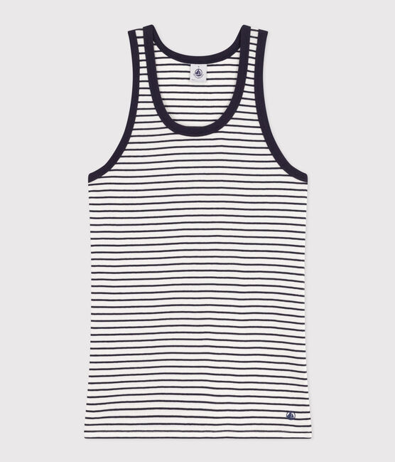 Women's Iconic Striped Cotton Vest Top MARSHMALLOW white/SMOKING blue