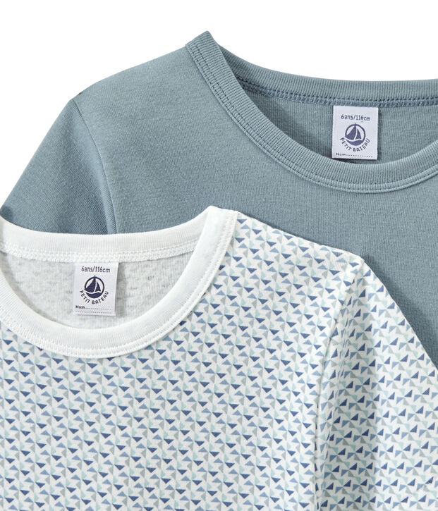 Set of 2 boys' short-sleeved t-shirts white