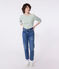 Women's long-sleeved cotton Breton top MARSHMALLOW green/PALMERAIE