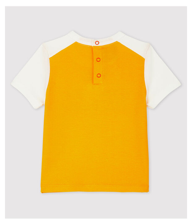 Baby Boys' Short-Sleeved Cotton T-Shirt yellow/white