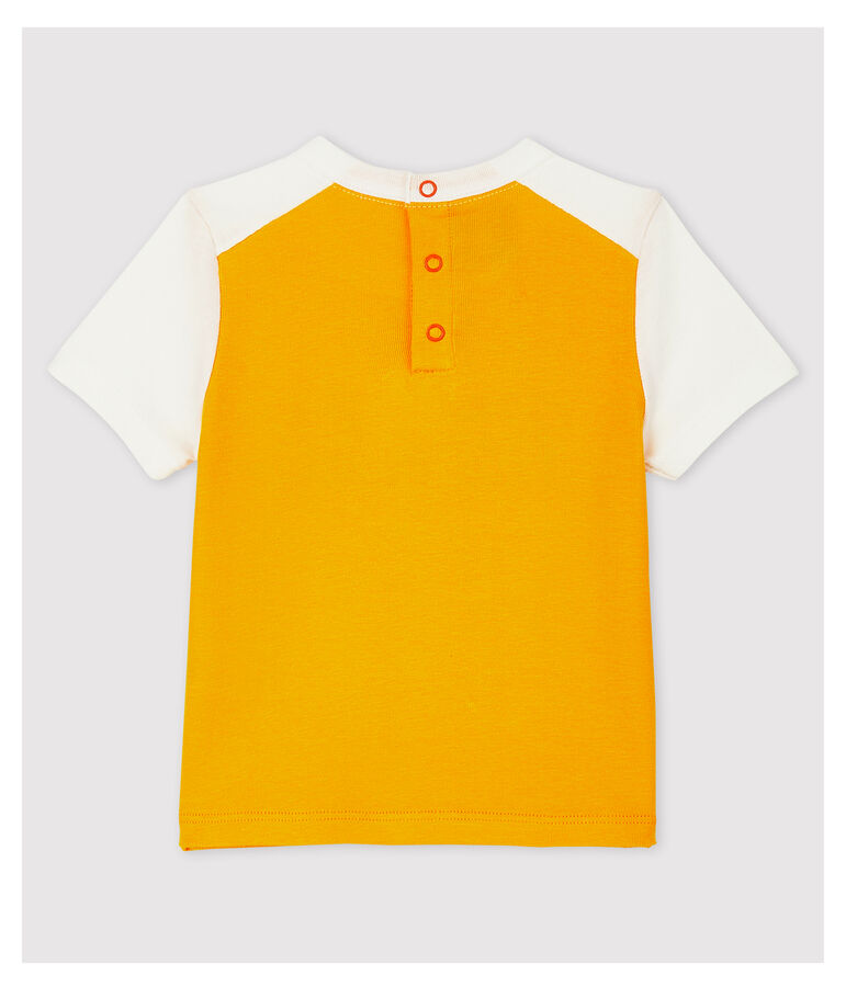 Baby Boys' Short-Sleeved Cotton T-Shirt TEHONI yellow/MARSHMALLOW white
