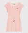 Children's short-sleeved stripy cotton towelling dress MARSHMALLOW orange/ABRICOT