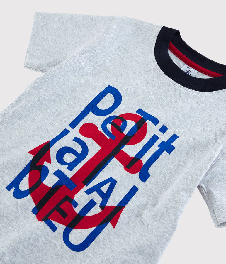 Boys' Short-Sleeved Cotton T-Shirt POUSSIERE CHINE grey