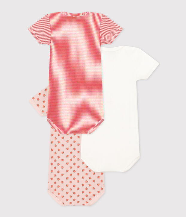 Babies' Short-Sleeved Floral Cotton Bodysuits - 3-Pack multicolor