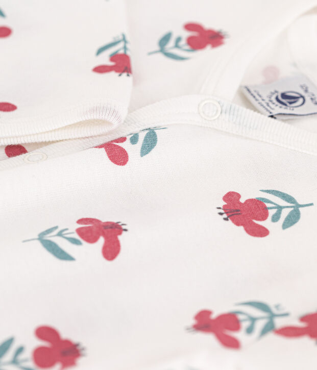 Floral Footless Cotton Sleepsuit white/multicolor