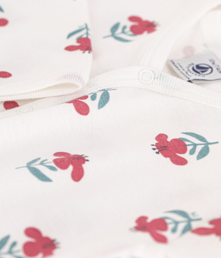 Floral Footless Cotton Sleepsuit white/multicolor