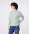 Women's long-sleeved cotton Breton top MARSHMALLOW green/PALMERAIE