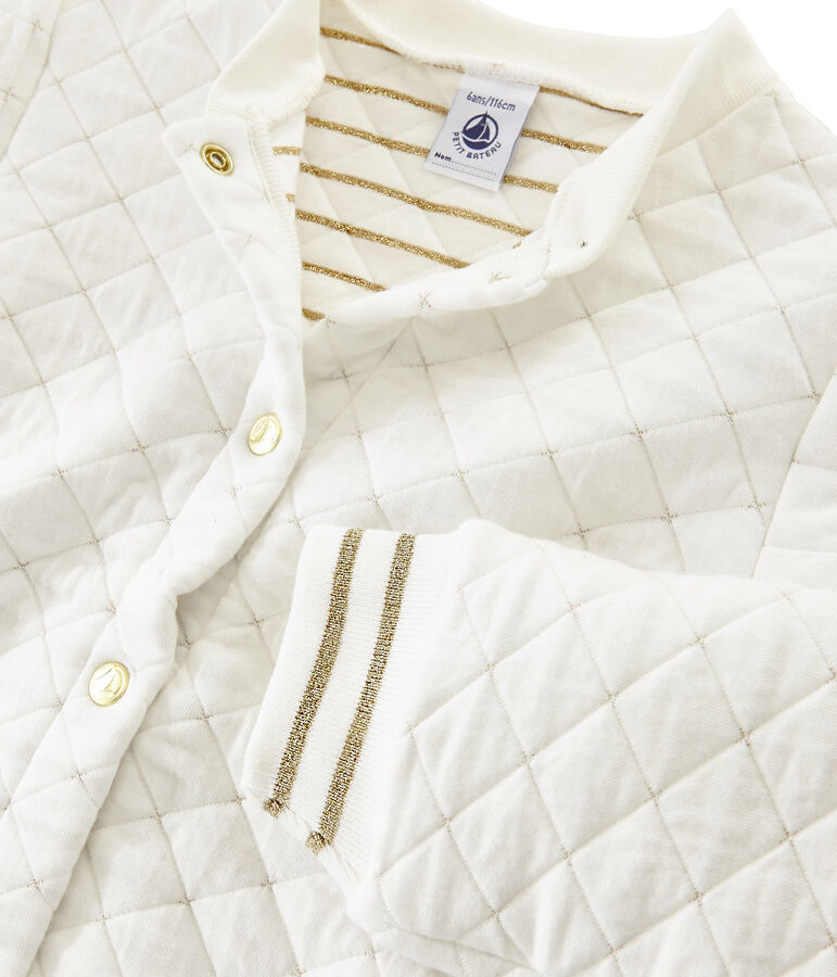 Girls' Quilted Tube Knit Cardigan white