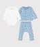 Babies' three-piece bear print set, including a body with an embroidered collar ADRIATIC blue/MULTICO