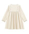 Girl's long sleeved dress with embroidery MARSHMALLOW white