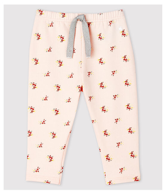 Baby Girls' Fleece Print Trousers FLEUR pink/MULTICO white