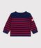 Babies' stripy wool and cotton sailor-style jumper blue/red