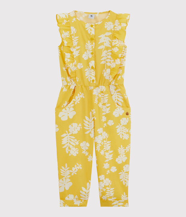 Girls' Printed Poplin Jumpsuit yellow/white