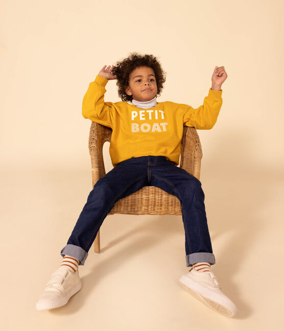 Printed fleece sweatshirt for girls/boys BOUDOR yellow
