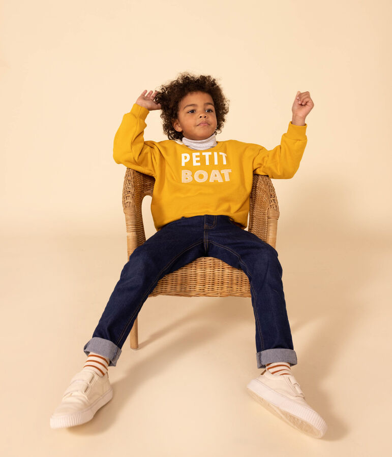 Printed fleece sweatshirt for girls/boys yellow