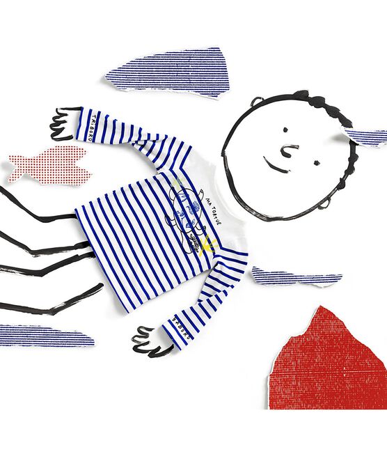 Serge Bloch child's Breton top MARSHMALLOW white/PERSE blue