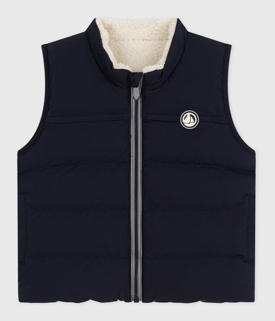 Baby's reversible sleeveless puffer jacket SMOKING blue/MILK