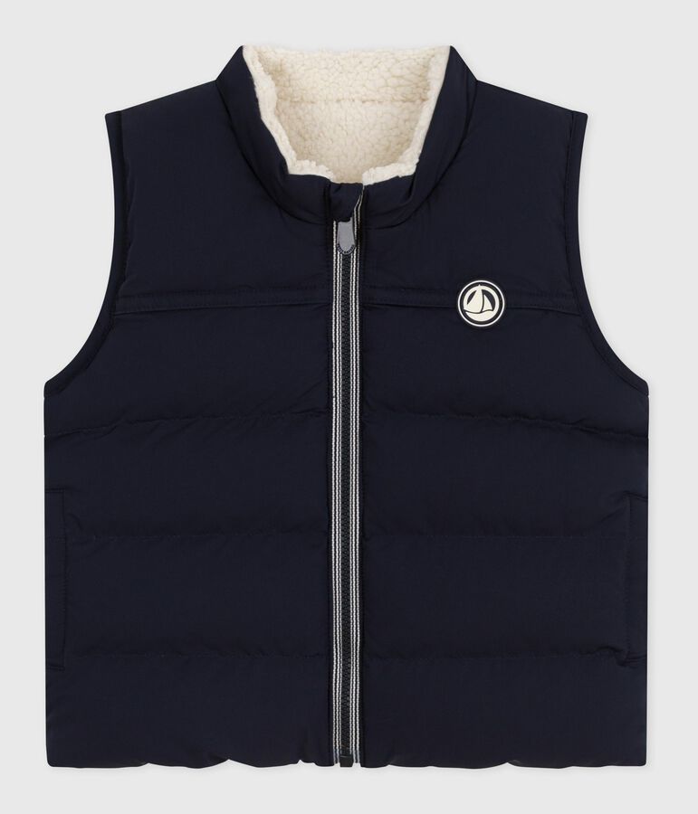 Baby's reversible sleeveless puffer jacket blue/ecru