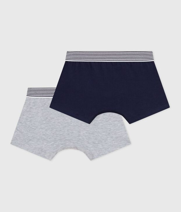 Pack of plain cotton and elastane boxers for children multicolor
