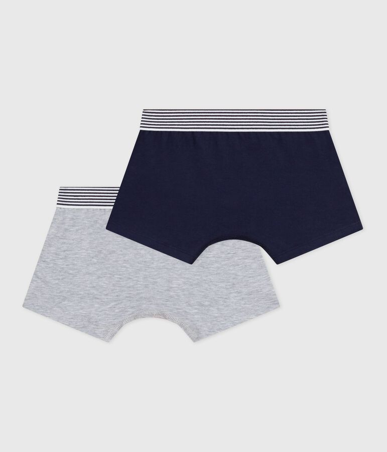 Pack of plain cotton and elastane boxers for children multicolor