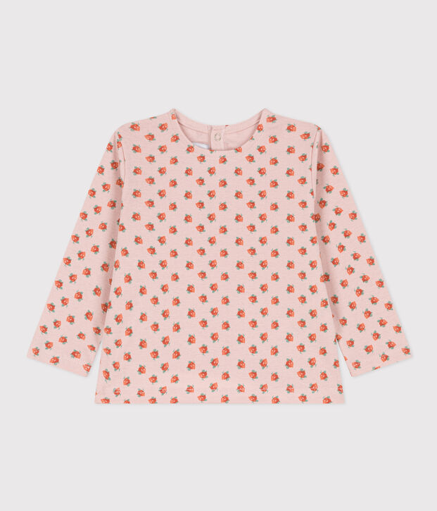 Babies' Long-Sleeved Cotton T-Shirt pink/multicolor