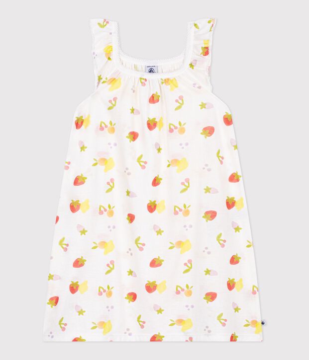 Children's fruit print cotton nightdress white/multicolor