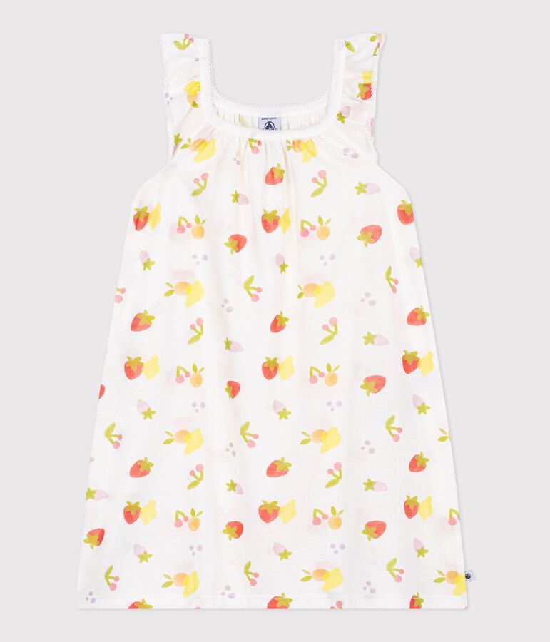 Children's fruit print cotton nightdress white/multicolor