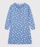 Women's cotton nightdress with a grandad neckline and a heart print blue/white