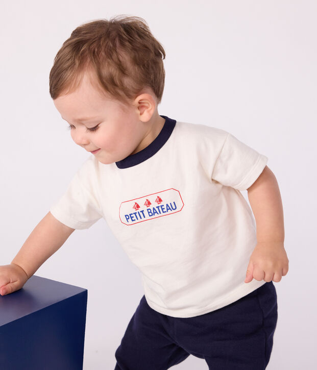 Babies' long-sleeved T-shirt with a vintage logo design white