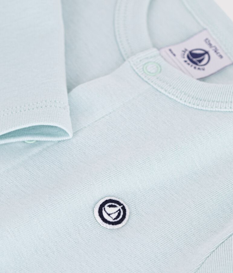 Babies' plain cotton cardigan blue