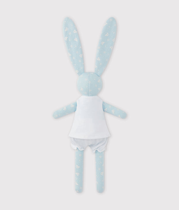 Printed rabbit comfort object blue/white