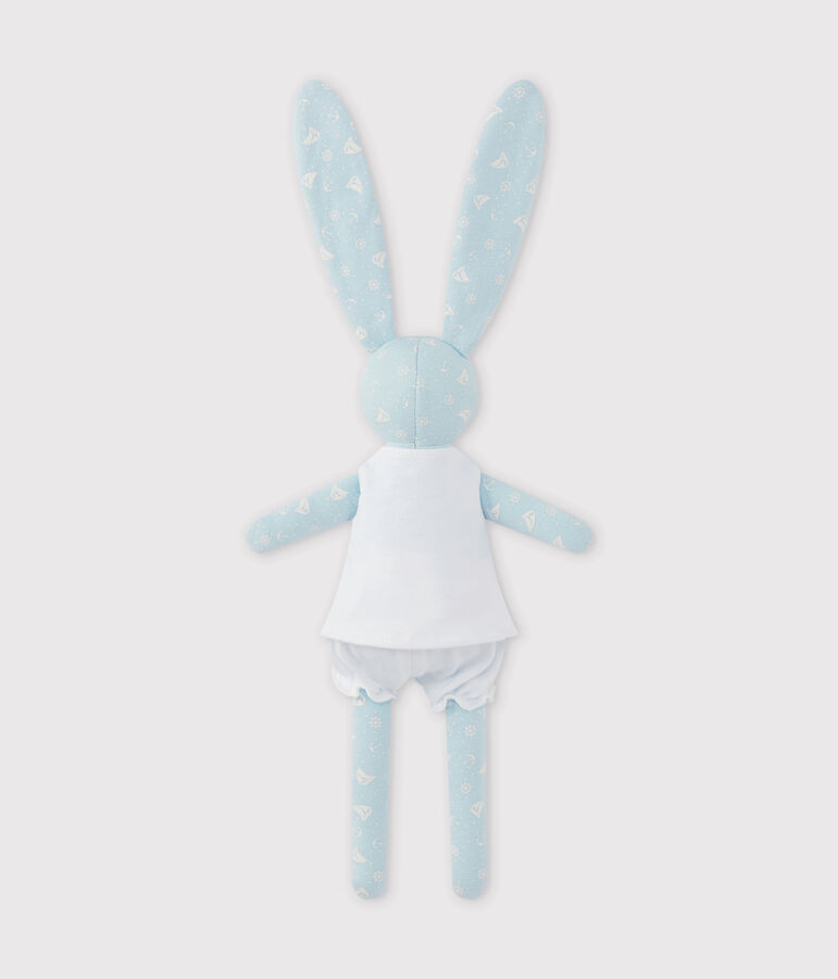 Printed rabbit comfort object blue/white