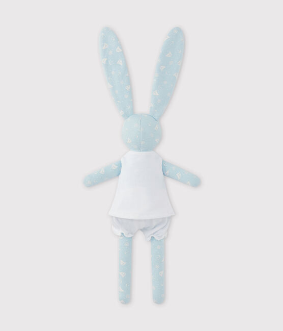 Printed rabbit comfort object TOUDOU blue/ECUME white