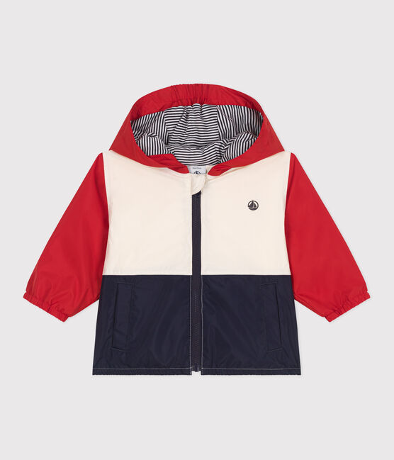 Babies' colour block printed windbreaker, pinstripe lining AURORA red/MULTICO