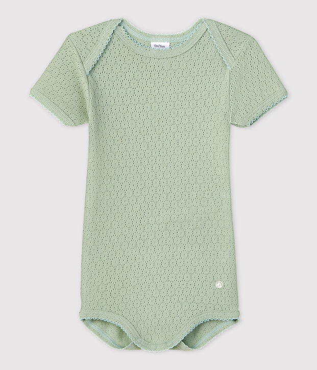 Babies' Short-Sleeved Openwork Bodysuit green