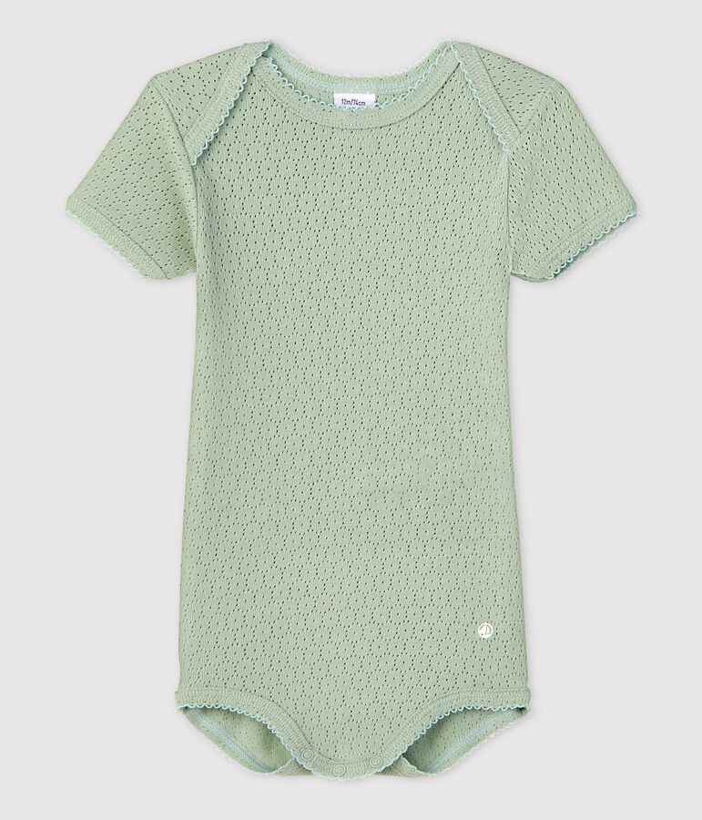 Babies' Short-Sleeved Openwork Bodysuit green