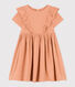 Girls' short-sleeved plain cotton gauze dress