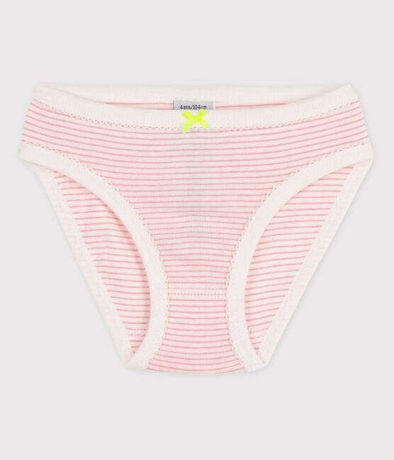 Girls' Cotton Briefs MARSHMALLOW white/GRETEL pink