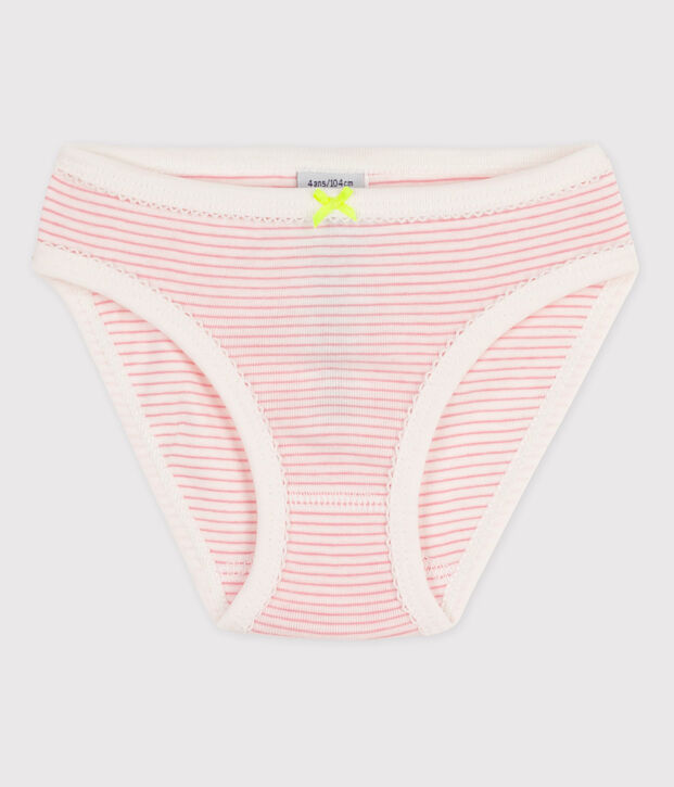 Girls' Cotton Briefs white/pink