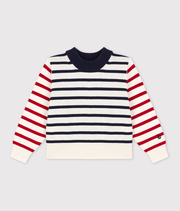 Little Children's Unisex Cotton Breton Pullover white/multicolor