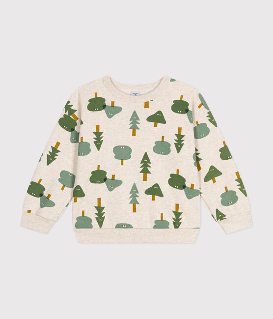 Boys' fleece sweatshirt MONTELIMAR beige/MULTICO white